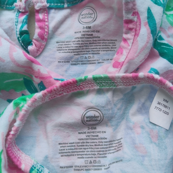 Floral Dress with Diaper Cover Short Sleeve Pastel Size 3-6 Months - Picture 5 of 7